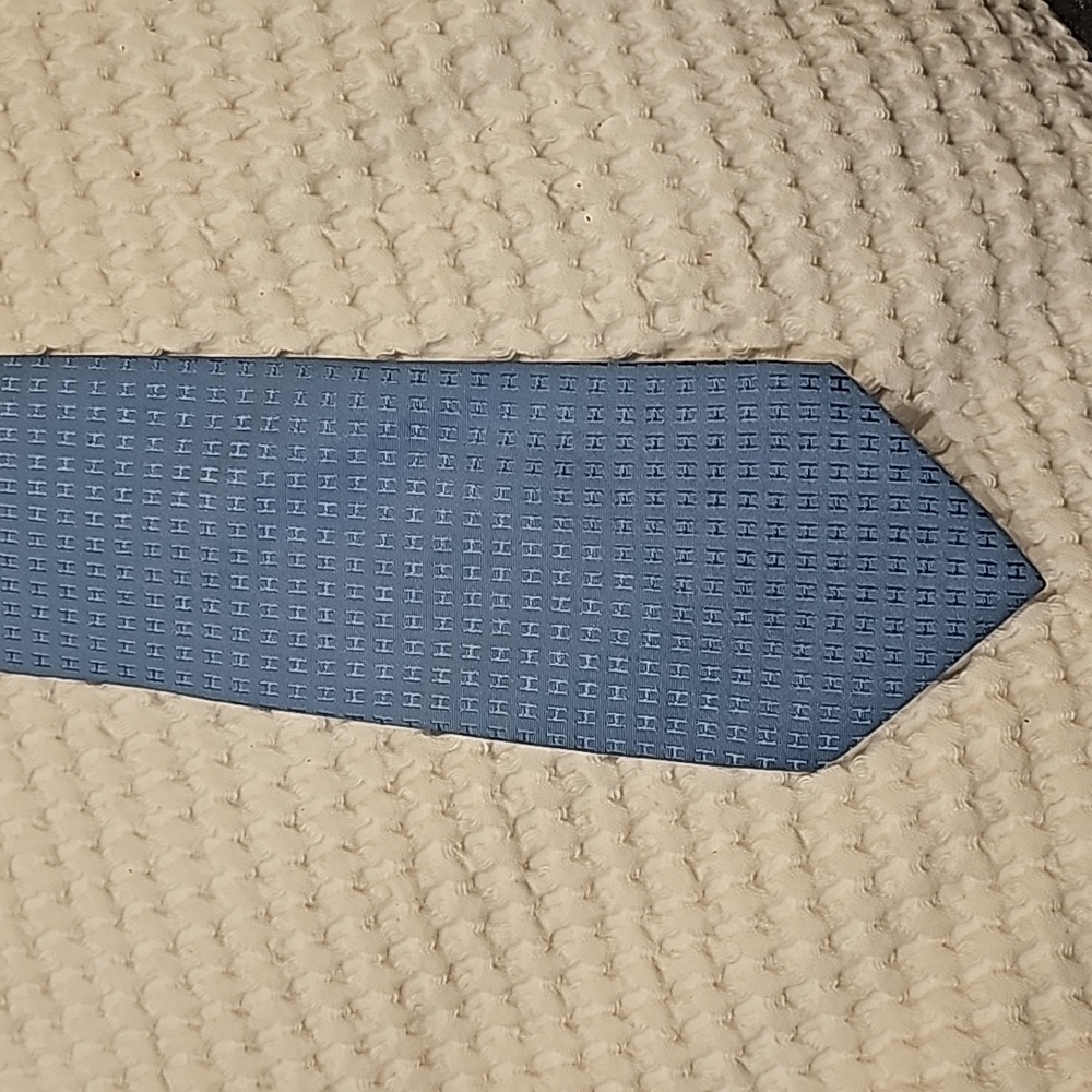 Hermes Faconnee Tie, Blue